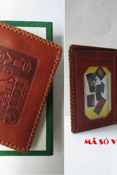 Ví da may tay dạng đứng