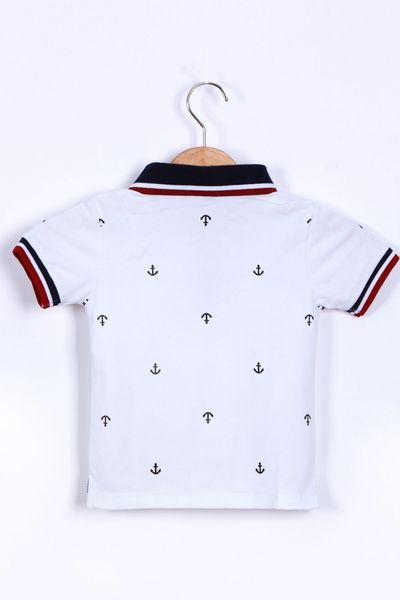 Áo polo họa tiết mỏ neo trắng 09 - 1 ri 7 cái