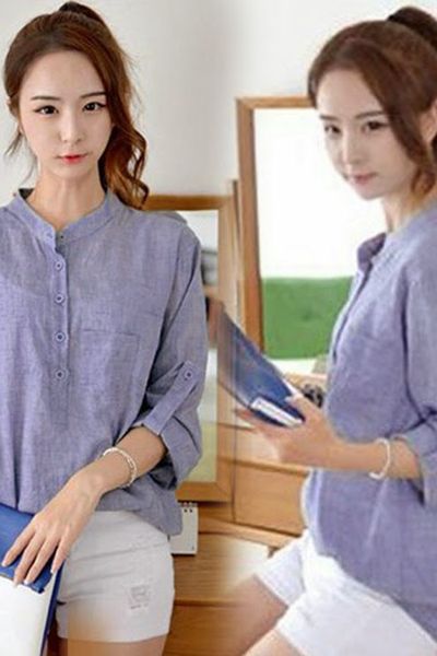 Áo somi cổ trụ cindy - 1369