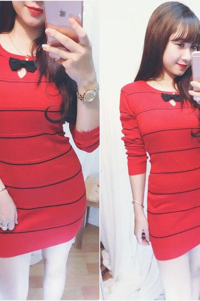 Váy body nơ cổ