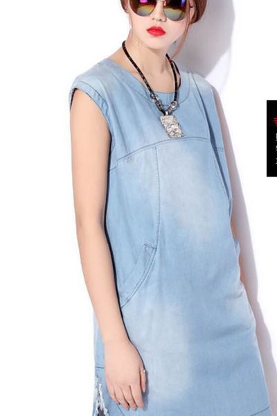 Đầm denim wax cách điệu - 1492