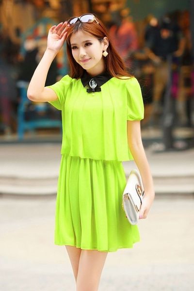 Đầm voan cổ sơ mi md1480-100