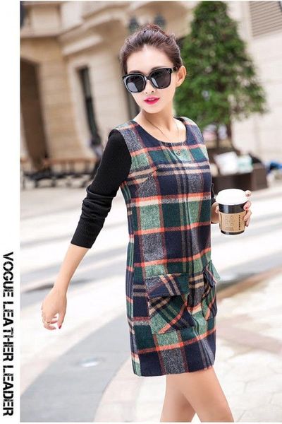 Đầm caro dài tay - gs215 - dk2498