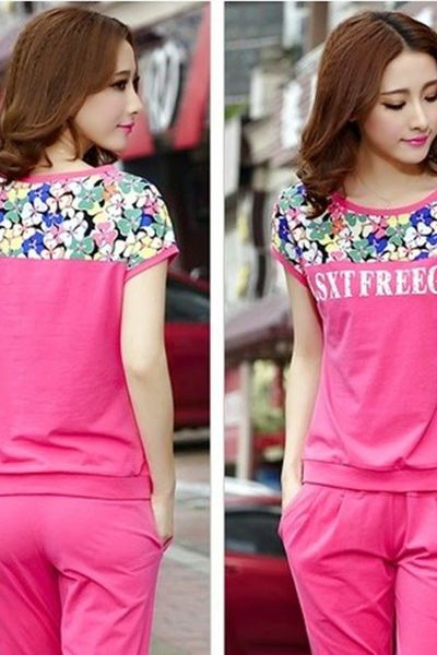 Bộ đồ thun lửng in hoa michi - 0577