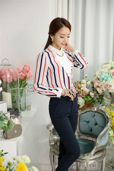 Áo sơ mi phối sọc màu av0956