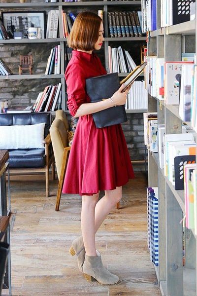 Đầm cổ sơ mi thắt eo - 0910