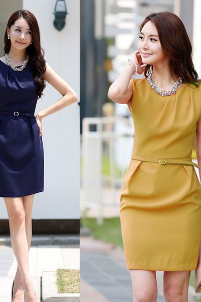 Đầm công sở vai xếp ly không kèm nịt - 1534