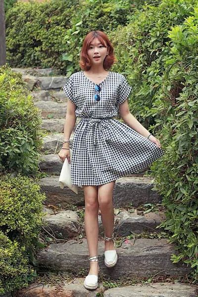 Đầm caro cột nơ - 0727