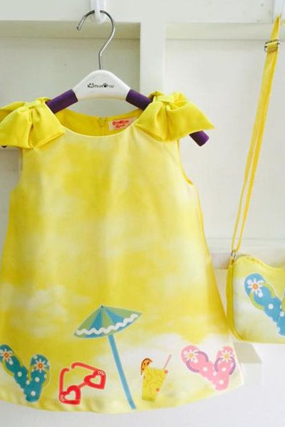 A18532 - đầm 3d cát giấy kèm túi oshkoshri 8size 1-8