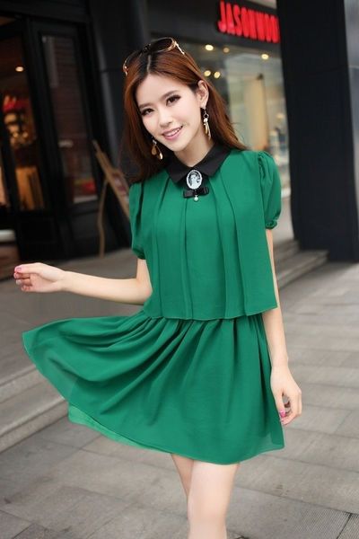 Đầm voan cổ sơ mi md1480-100