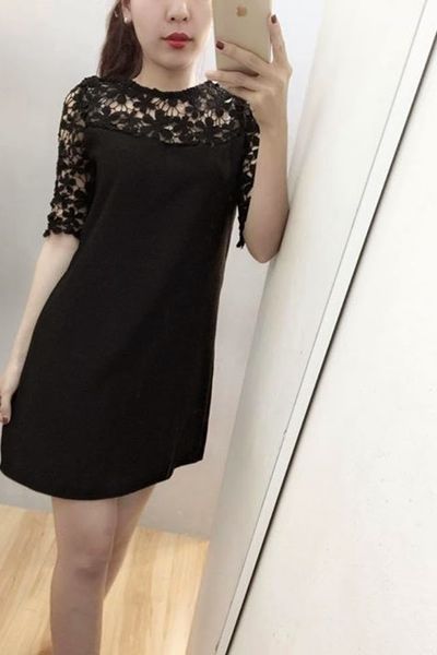 Đầm suông phối ren tay lỡ - mc165 ms1264