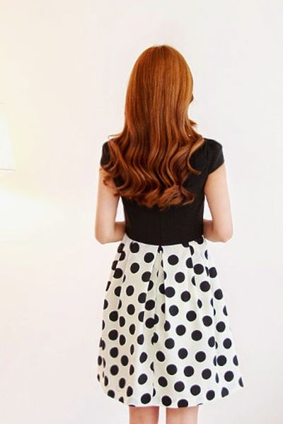Đầm xòe chấm bi tay con - 0792