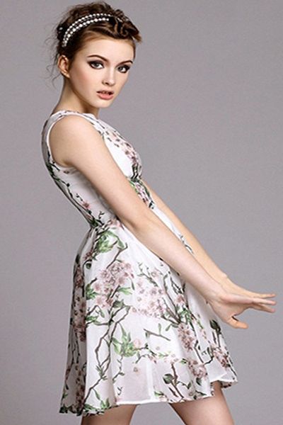 Đầm xòe họa tiết hoa anh đào - 175 - gs1250