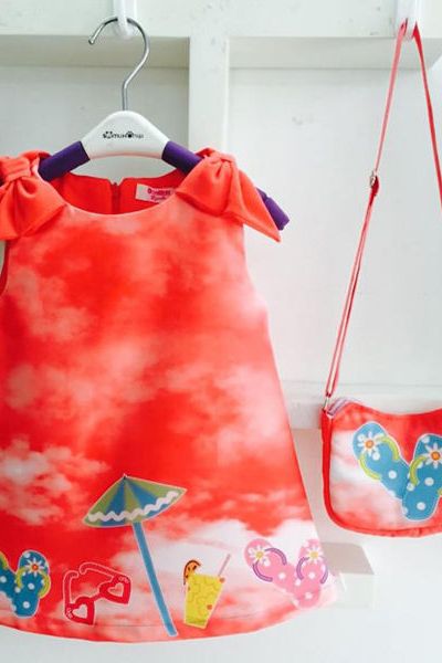 A18532 - đầm 3d cát giấy kèm túi oshkoshri 8size 1-8