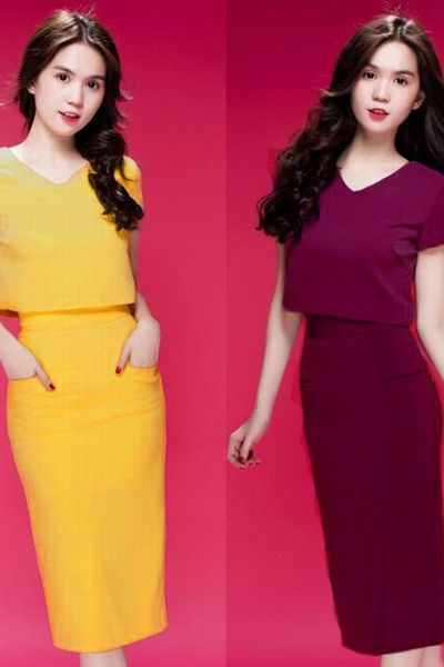 Set áo croptop chân váy bút chì - 1496