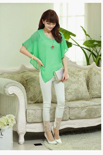 Áo voan cánh dơi tà xéo - 0671