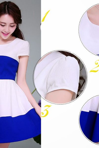 Đầm xoè phối màu diana - 0468