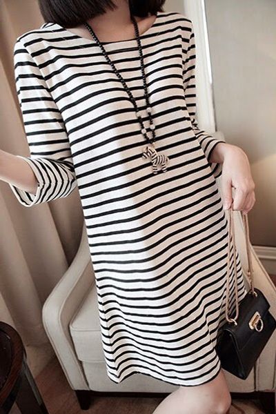Đầm thun sọc cột nơ lưng - 0925
