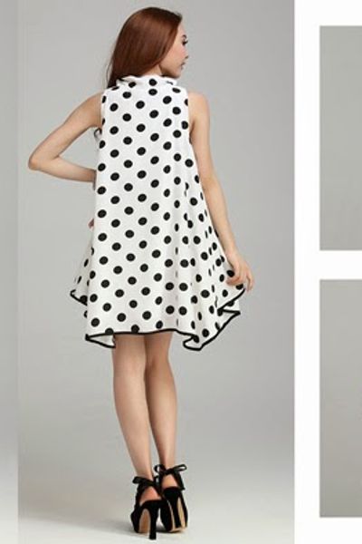 Đầm xòe chấm bi cột nơ - mc135 mã 1428
