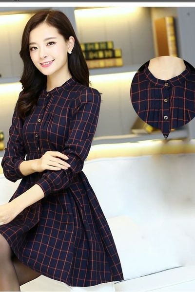 Đầm xòe caro thu đông ms0853