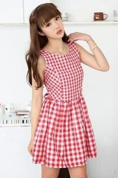 Đầm xòe caro teen girl - 1123
