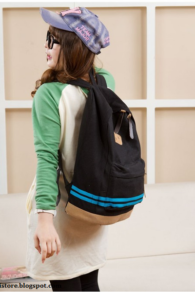 Balo canvas phối sọc