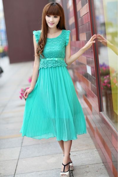 Đầm voan phối ren gợn sóng dv2416