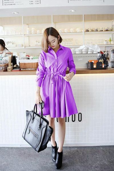 Đầm cổ sơ mi thắt eo - 0910