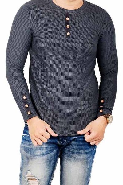 Áo thun nam cổ tròn đính nút ttd2