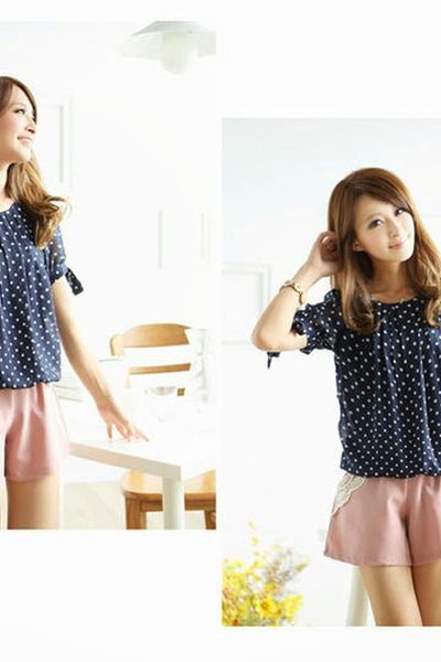 Áo chấm bi nơ tay - mc099 mã 1179