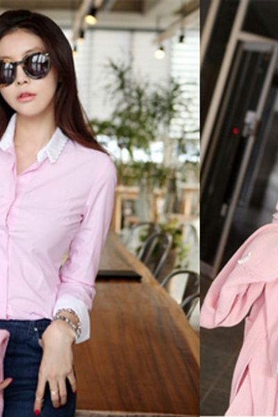 Áo sơ mi kẻ sọc hồng