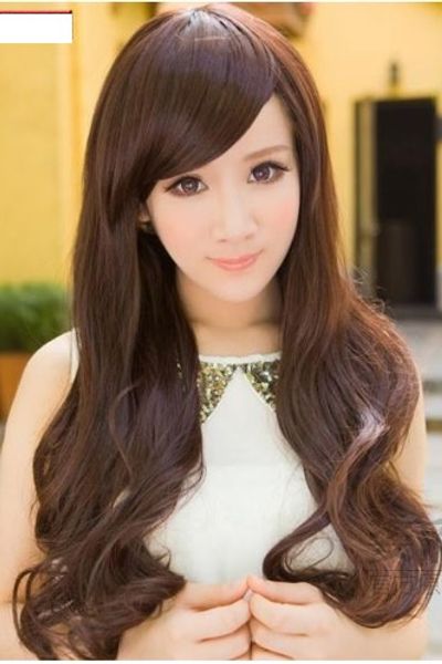 Tóc dài xoăn gợn sóng mái ngang/xéo t03