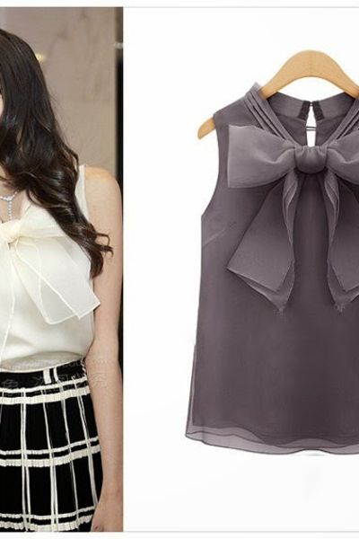 Áo voan chiffon thắt nơ miky - 0608