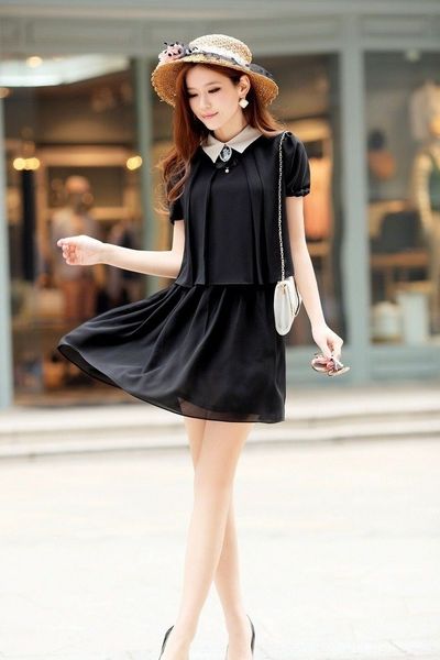 Đầm voan cổ sơ mi md1480-100