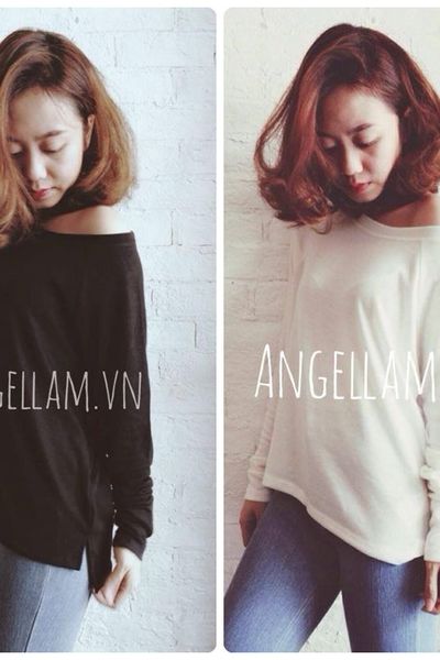 Áo pull tay dài form rộng lệch vai chuẩn
