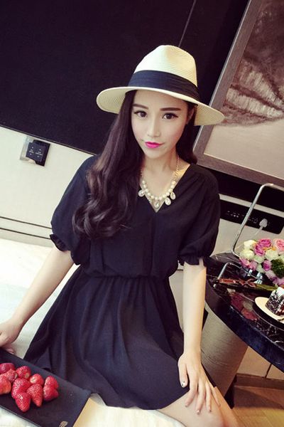 Đầm voan cánh dơi nhún eo - 1508