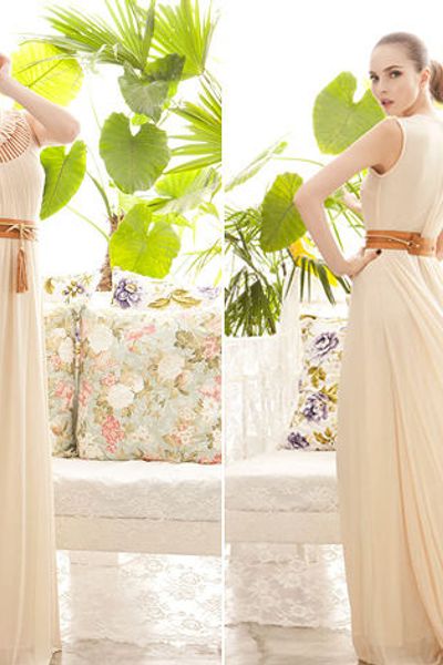 Co-c 007 đầm maxi voan cổ tròn phối dây sát nách