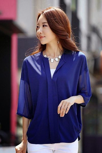 Áo voan cổ trụ cá tính - 0961