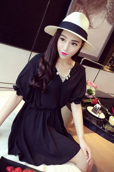 Đầm voan cánh dơi nhún eo - 1508