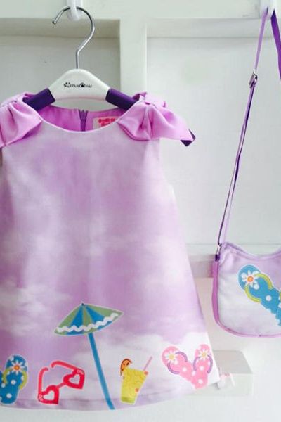 A18532 - đầm 3d cát giấy kèm túi oshkoshri 8size 1-8