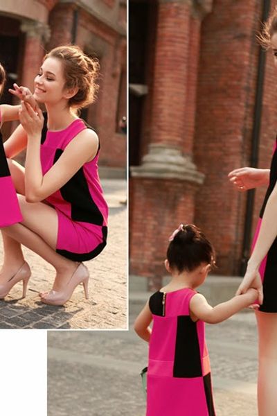 Set đầm mẹ và bé phối màu - d4067