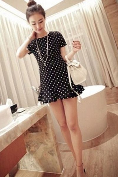 Đầm chấm bi đuôi cá - 1445