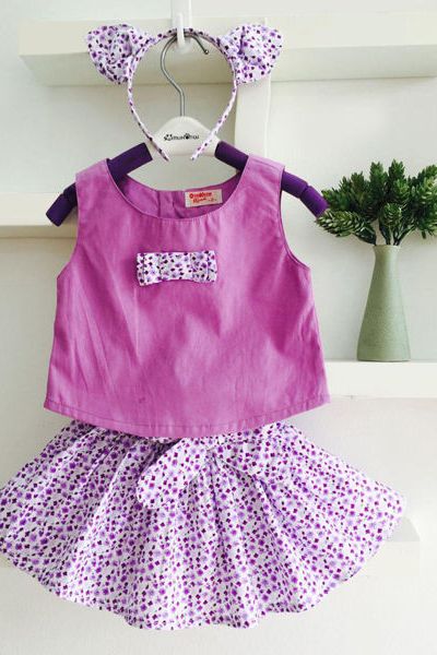 A17356 - bộ váy nơ đôi có chip kèm băng đô oshkoshri 8size 1-8