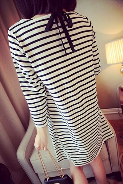 Đầm thun sọc cột nơ lưng - 0925