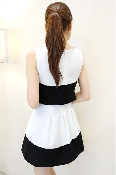 Set áo croptop chân váy phối màu - 1592