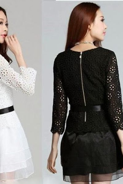 Đầm xòe ren hoa hương xuân ms1135