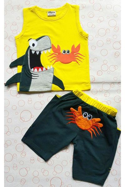 A17746 - bộ bé trai thêu đắp cá mậpri 8size 1-8