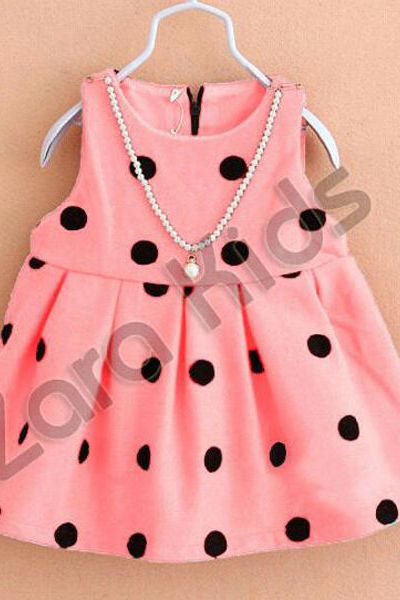 A18316 - 15/11 đầm chấm bi xinh xắn kèm dây chuỗi vải tuyết mưari 8size 1-8