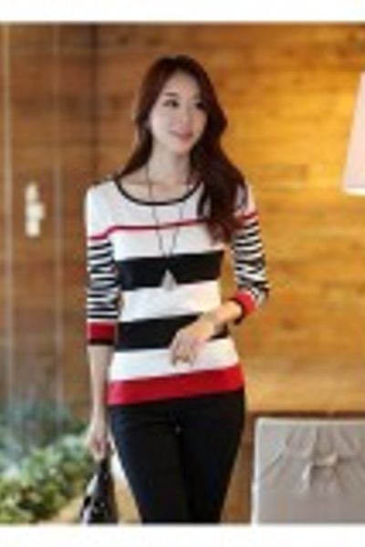 Áo len dệt kim tay dài phối sọc al0049