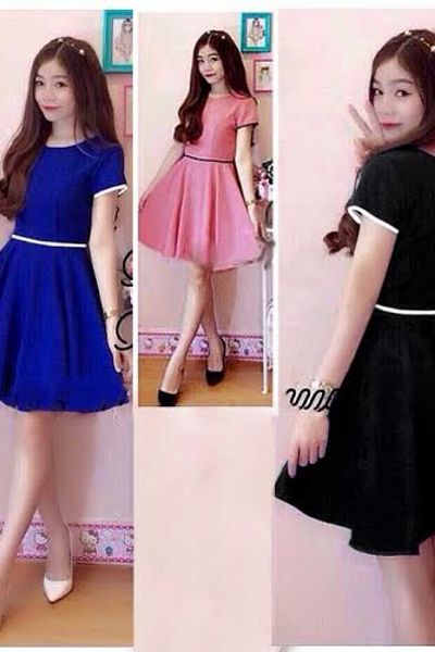 Đầm xòe nút lưng tay con femi mh ld92-l165